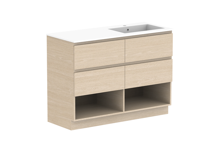 ADP Glacier Lite Full Depth Shelf Twin Floor Mount Vanity
