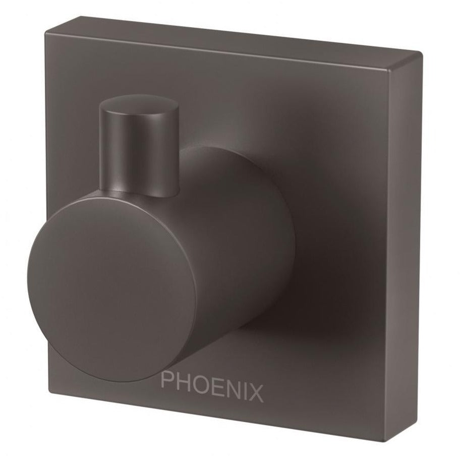 Phoenix Radii Robe Hook Square Plate - Brushed Carbon