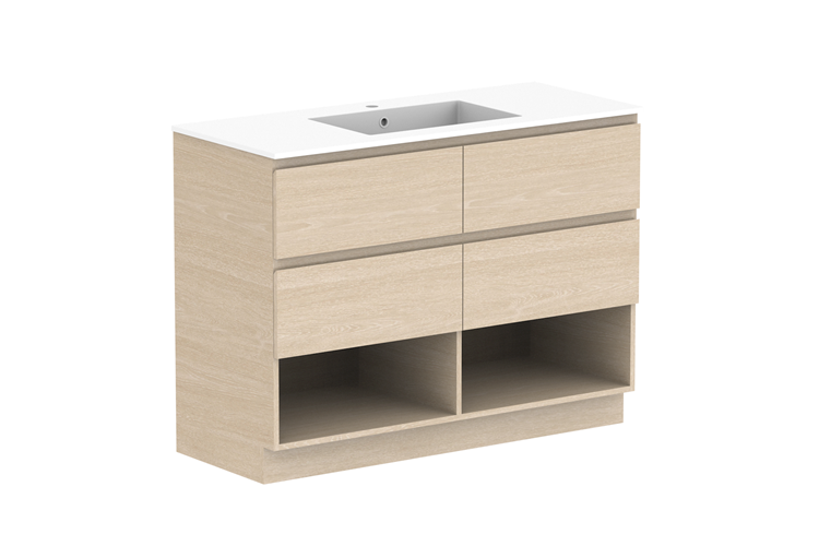 ADP Glacier Lite Full Depth Shelf Twin Floor Mount Vanity