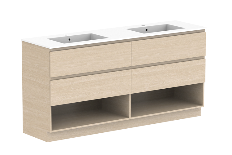 ADP Glacier Pro Full Depth Shelf Twin Floor Mount Vanity