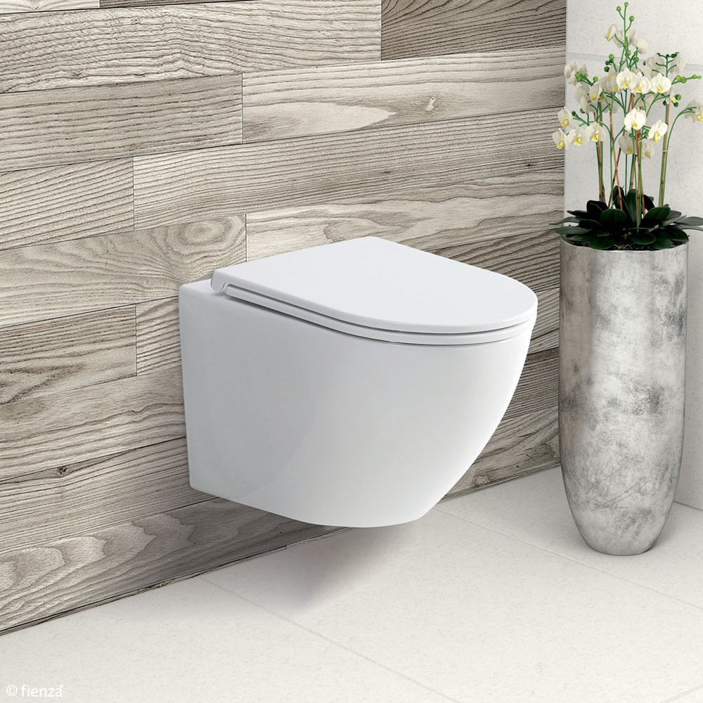 Fienza Koko Tornado Flush Wall-Hung, Geberit In Wall Cistern Toilet Suite, Matte White