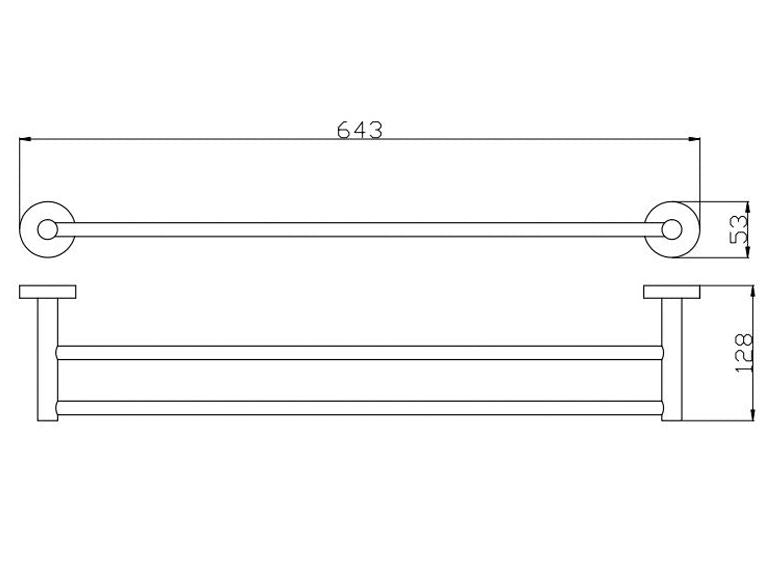 Badundkuche Rund Double Towel Rail 600mm - Chrome