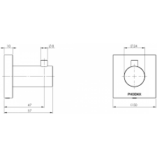 Phoenix Radii Robe Hook Square Plate - Brushed Carbon