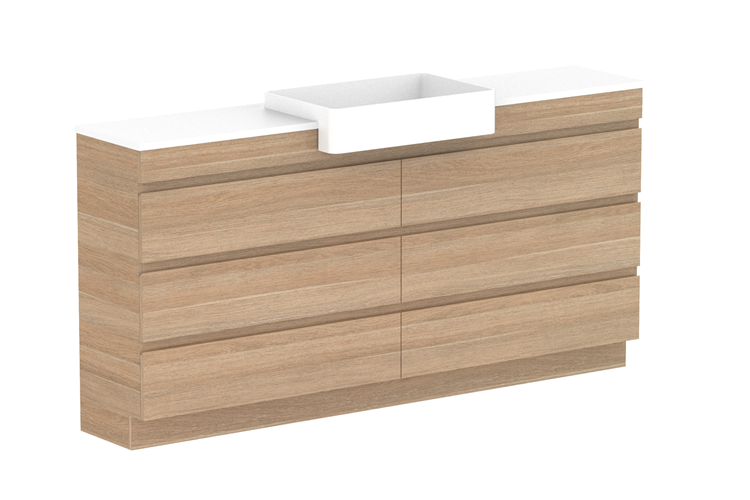 ADP Glacier Lite Semi Recessed All Drawer Trio Vanity