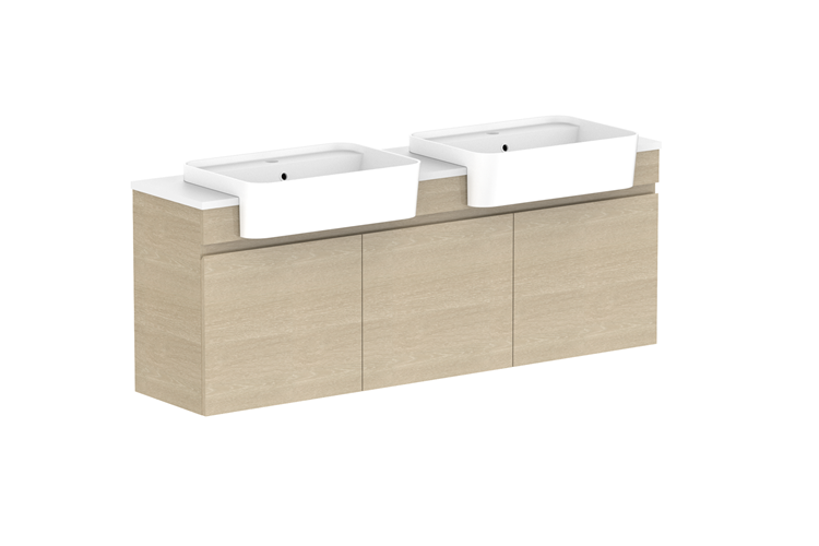 ADP Glacier Lite Semi Recessed All Door Twin Vanity