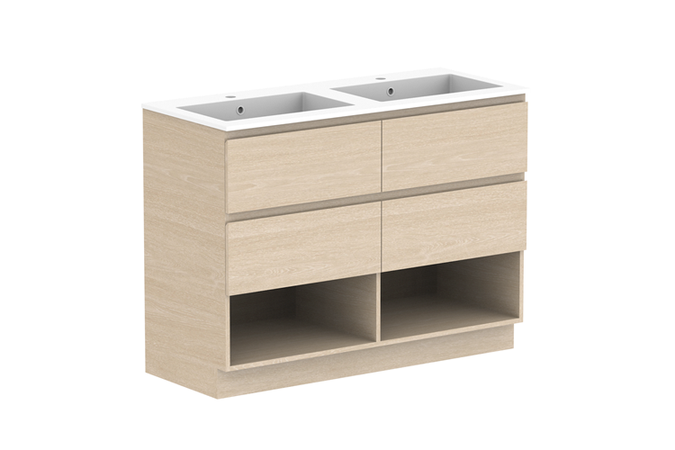 ADP Glacier Lite Full Depth Shelf Twin Floor Mount Vanity
