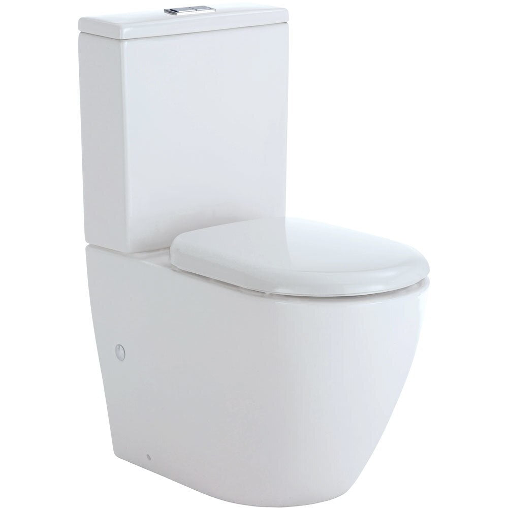 Fienza Koko Tornado Flush Back-to-Wall Toilet Suite, S Trap 90-160, Gloss White, Standard Seat