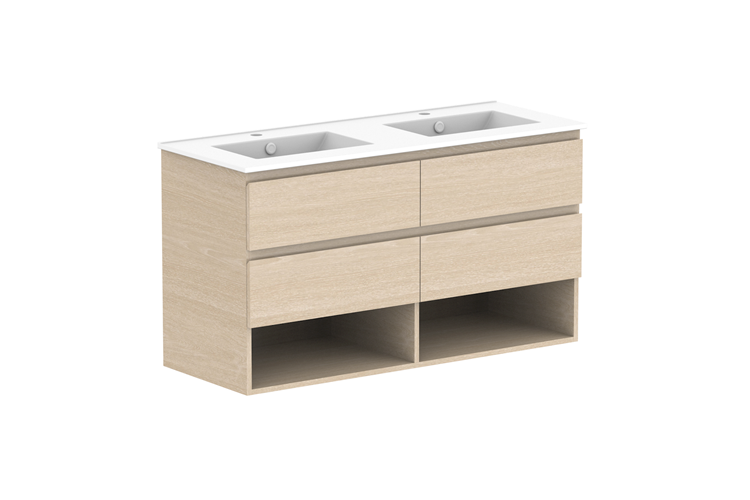 ADP Glacier Pro Full Depth Shelf Twin Wall Hung Vanity