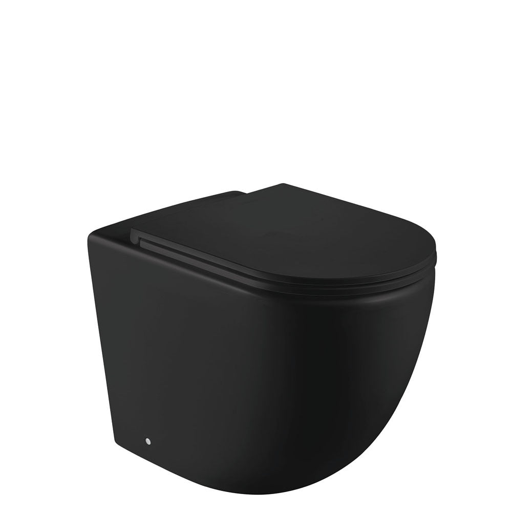 Fienza Koko Tornado Wall-Faced, S-Trap Pan & Seat Only, Toilet Suite Matte Black Slim Seat