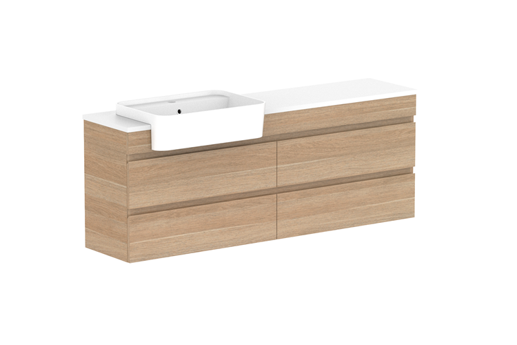 ADP Glacier Lite Semi Recessed All Drawer Twin Vanity