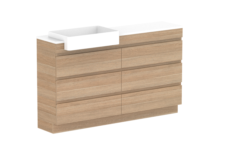 ADP Glacier Lite Semi Recessed All Drawer Trio Vanity