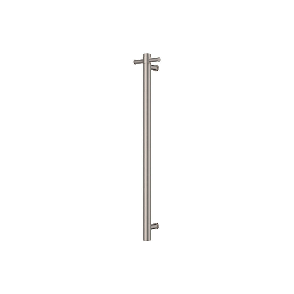 Fienza Isabella Vertical Heated Towel Rail 1 Bar with Optional Hook, Brushed Nickel