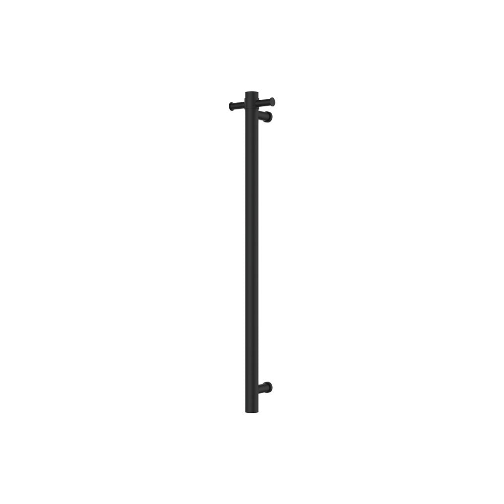 Fienza Isabella Vertical Heated Towel Rail 1 Bar with Optional Hook, Matte Black