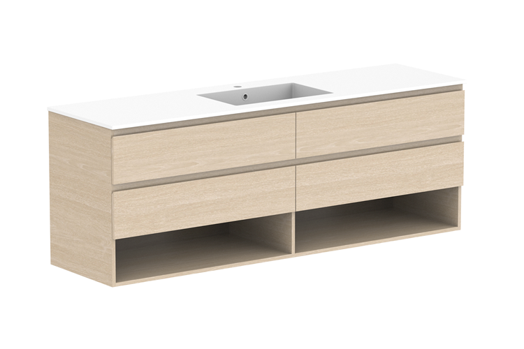 ADP Glacier Pro Full Depth Shelf Twin Wall Hung Vanity