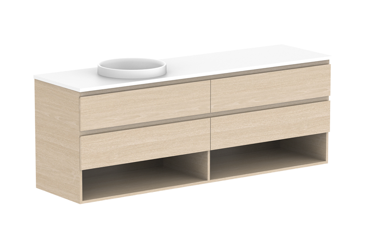 ADP Glacier Pro Full Depth Shelf Twin Wall Hung Vanity