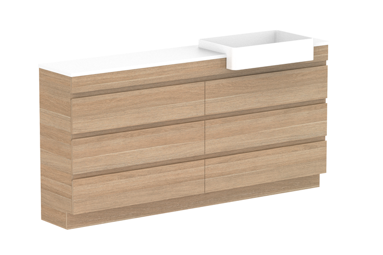 ADP Glacier Pro Semi Recessed All Drawer Trio Vanity