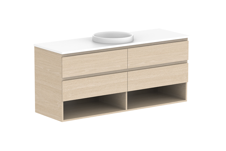 ADP Glacier Pro Full Depth Shelf Twin Wall Hung Vanity