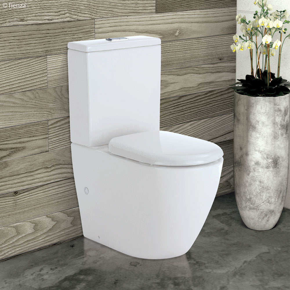 Fienza Koko Tornado Flush Back-to-Wall Toilet Suite, S Trap 90-160, Gloss White, Standard Seat