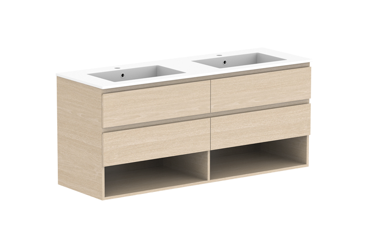 ADP Glacier Pro Full Depth Shelf Twin Wall Hung Vanity