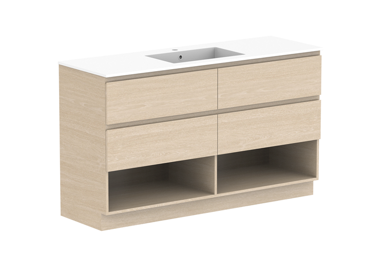 ADP Glacier Lite Full Depth Shelf Twin Floor Mount Vanity