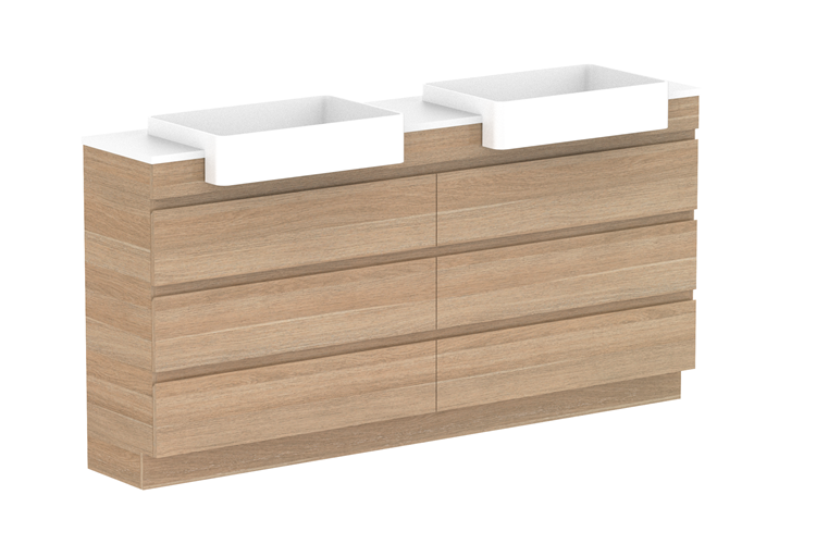 ADP Glacier Pro Semi Recessed All Drawer Trio Vanity
