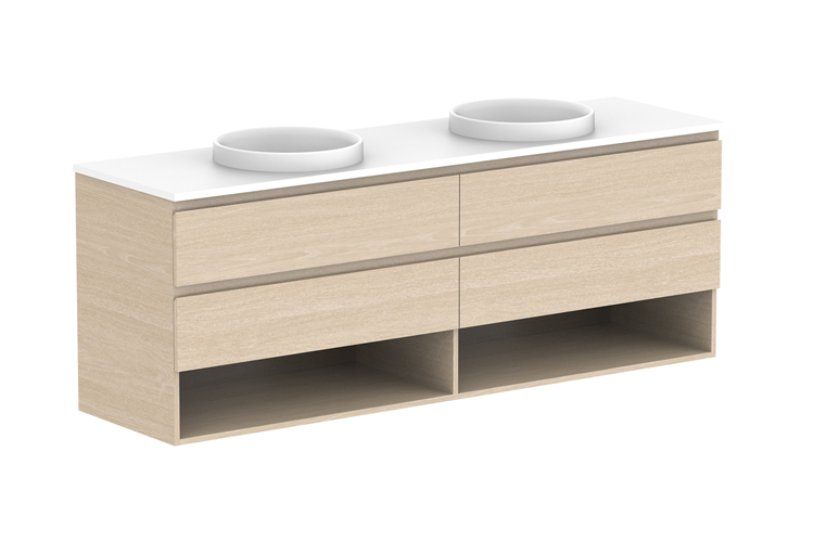 ADP Glacier Pro Full Depth Shelf Twin Wall Hung Vanity
