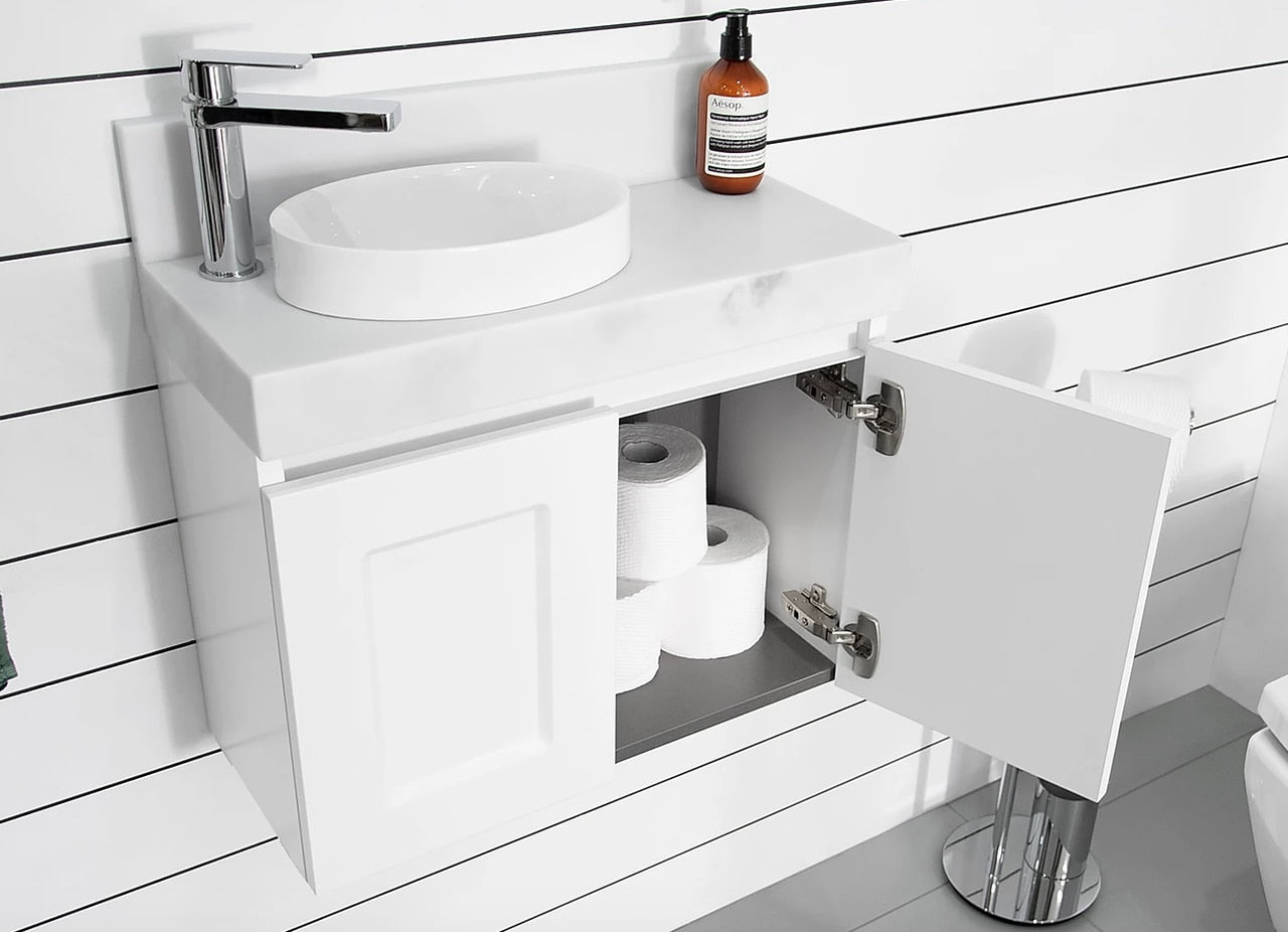 London Mini All Door 600 WH L CPie Matte White Basin