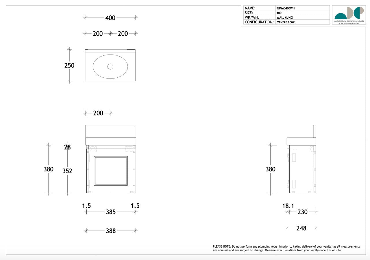 London Mini All Door 600 WH L CPie Matte White Basin