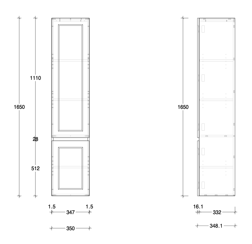 London Tall Boy 1650 Wall Hung