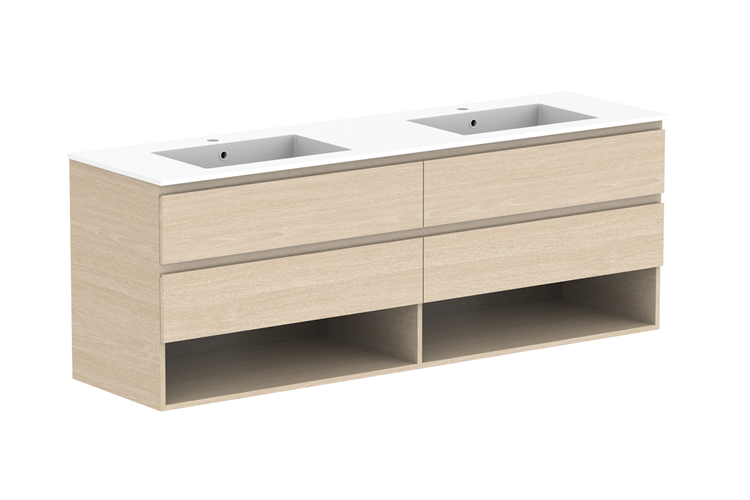 ADP Glacier Pro Full Depth Shelf Twin Wall Hung Vanity