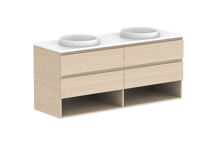 ADP Glacier Pro Full Depth Shelf Twin Wall Hung Vanity