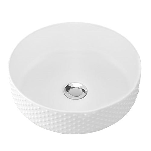 Timberline Allure Dimple Above Counter Basin 360mm, Matte White