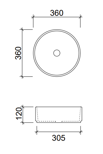 Timberline Allure Raked Above Counter Basin 360mm, Matte White