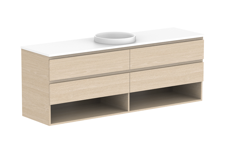 ADP Glacier Pro Full Depth Shelf Twin Wall Hung Vanity