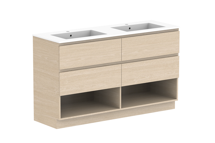 ADP Glacier Pro Full Depth Shelf Twin Floor Mount Vanity