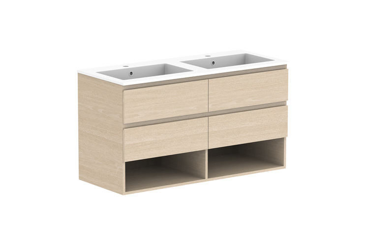 ADP Glacier Pro Full Depth Shelf Twin Wall Hung Vanity