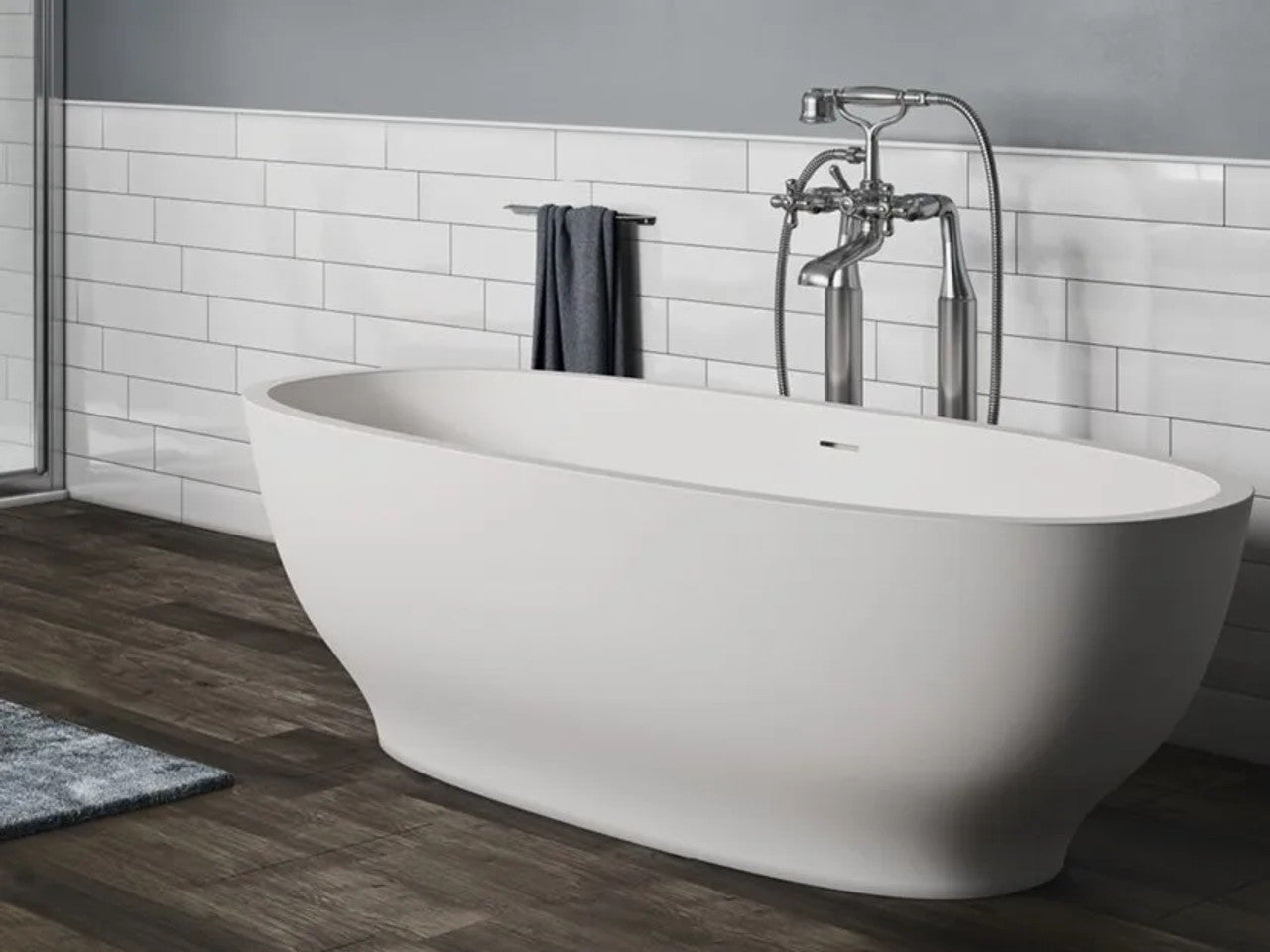 Bold Matte White 1750 Freestanding Stone Bath