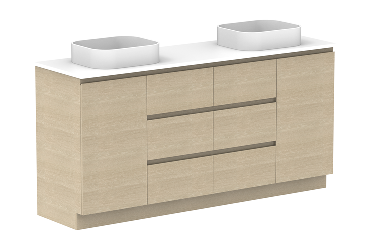 ADP Glacier Lite Hamper Floor Mount Trio Vanity