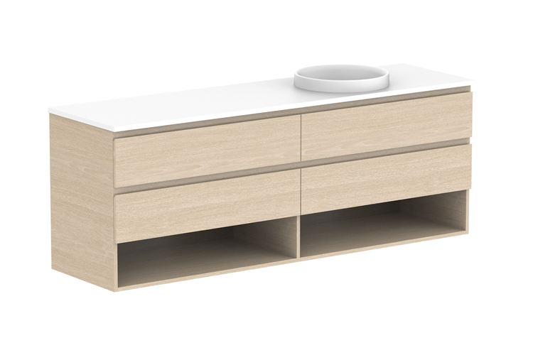 ADP Glacier Pro Full Depth Shelf Twin Wall Hung Vanity