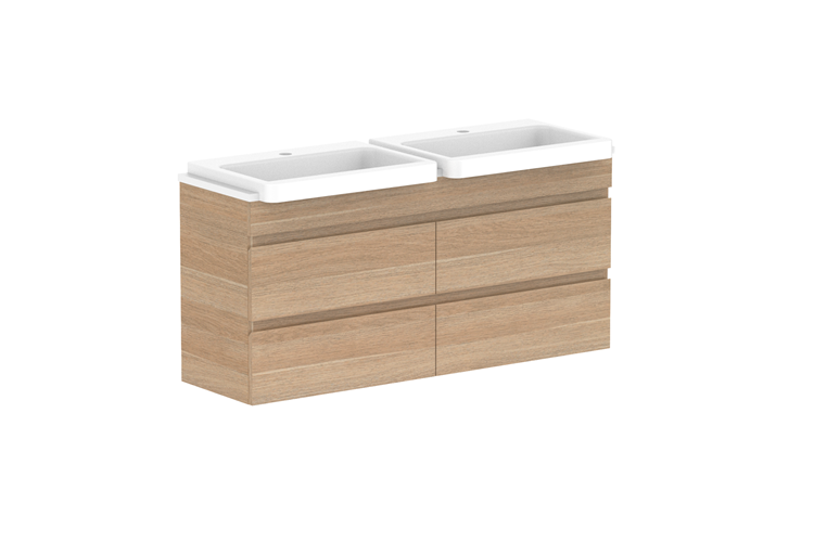 ADP Glacier Lite Semi Recessed All Drawer Twin Vanity