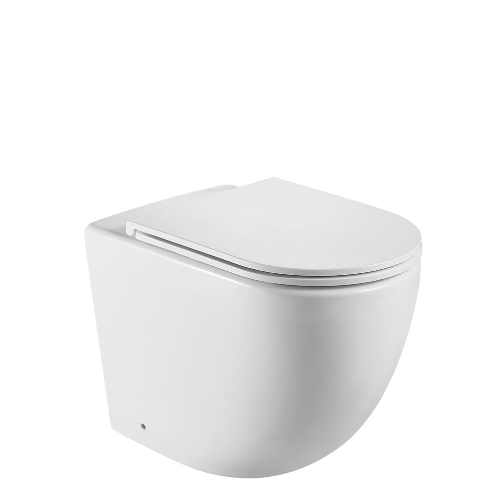 Fienza Koko Tornado Flush Wall-Faced S-Trap Pan + Seat Only Toilet Suite Matte White Slim Seat