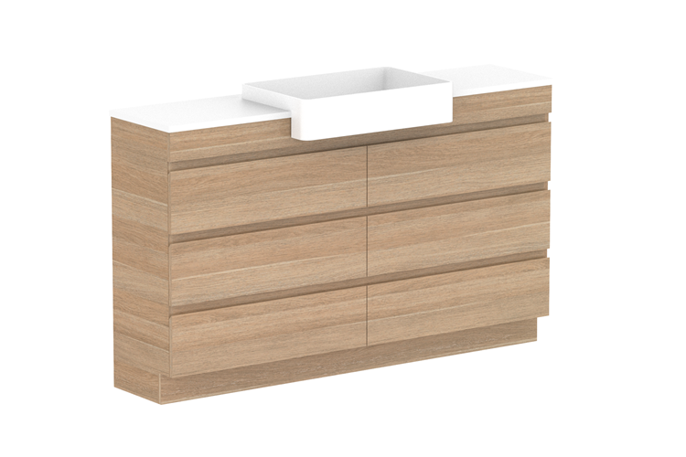 ADP Glacier Pro Semi Recessed All Drawer Trio Vanity