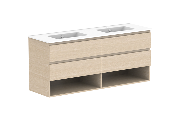 ADP Glacier Pro Full Depth Shelf Twin Wall Hung Vanity