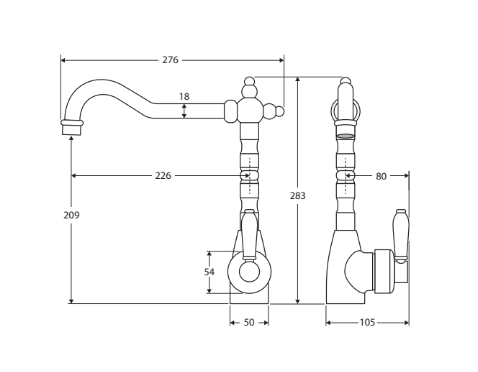 Fienza Eleanor Shepherds Crook Kitchen Sink Mixer Brushed Nickel / White Ceramic Handle