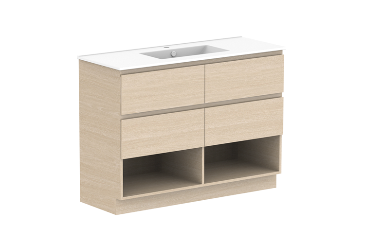 ADP Glacier Lite Full Depth Shelf Twin Floor Mount Vanity