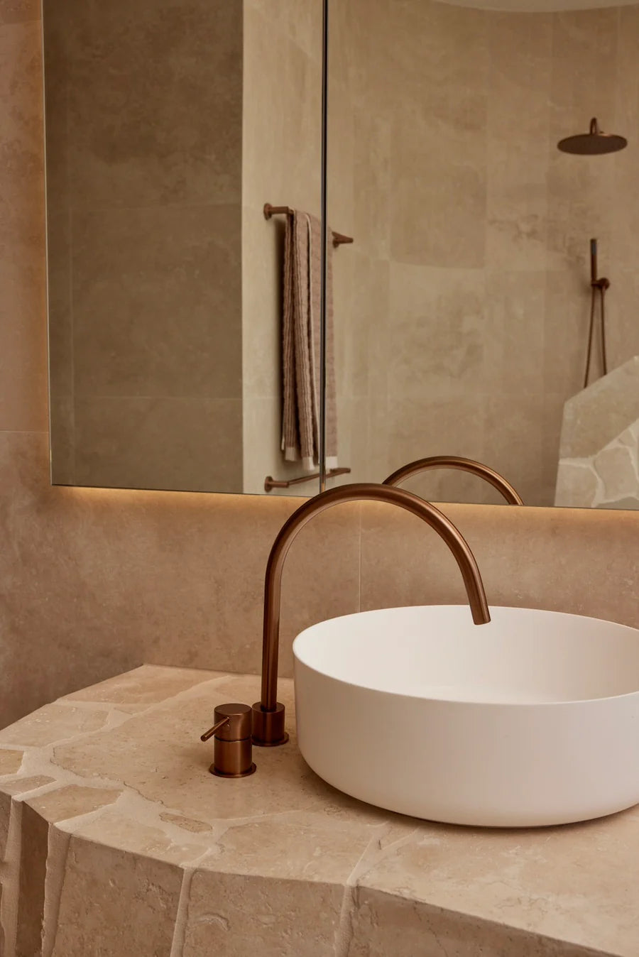 Meir Round Hob Mounted Mixer, Lustre Bronze