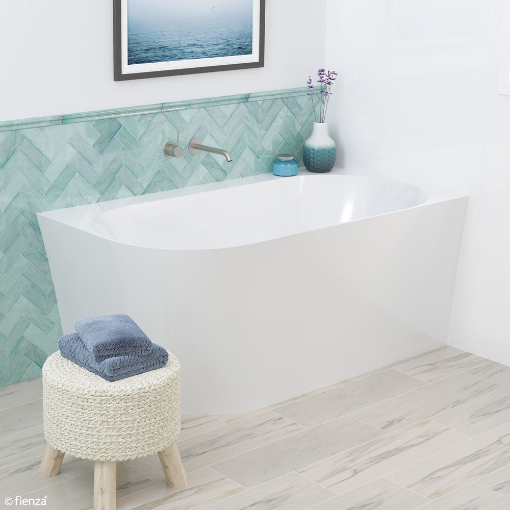 Fienza Chloe 1400mm Acrylic Corner Bath Left Hand Gloss White