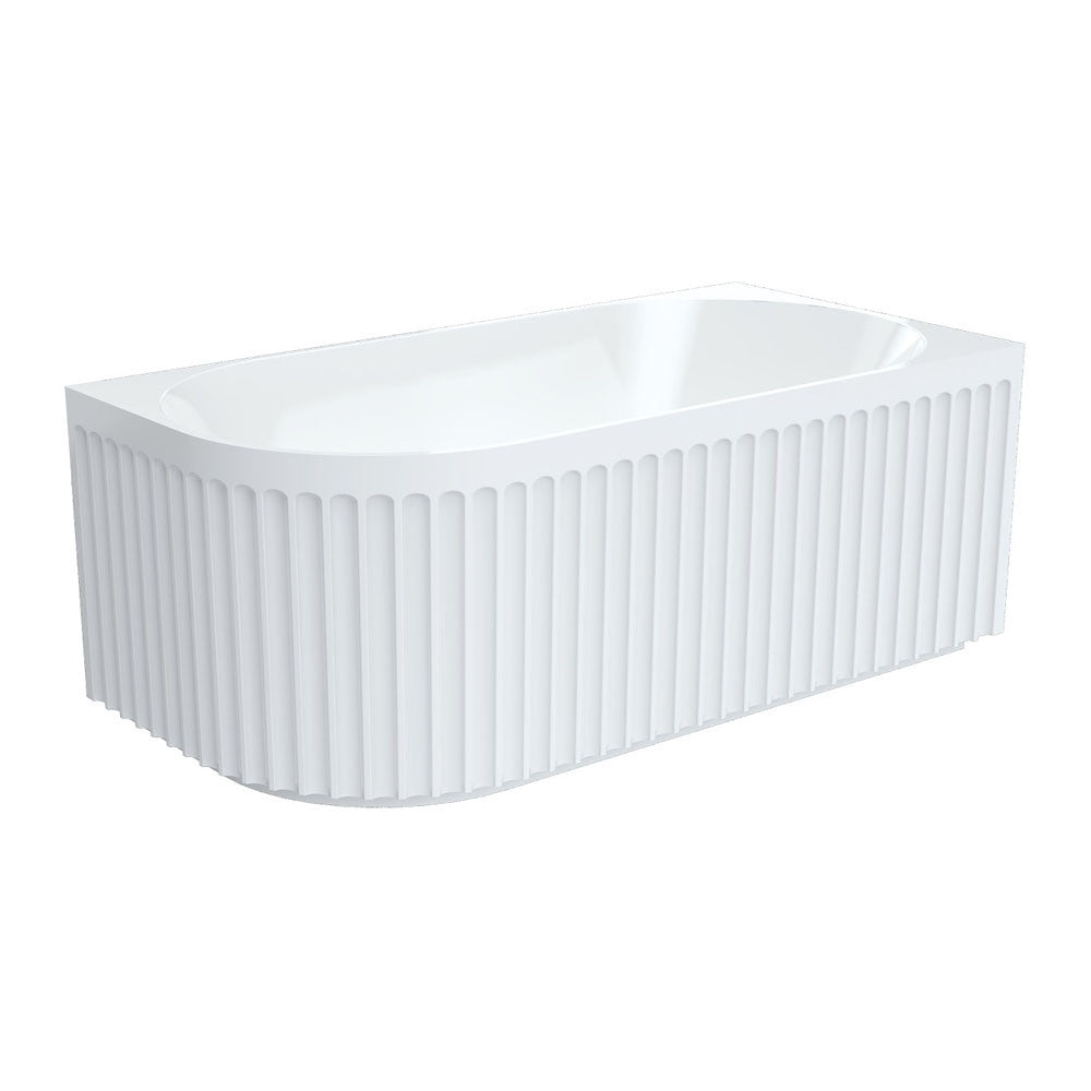 Fienza Eleanor Fluted Left-Hand 1500mm Acrylic Corner Bath Gloss White