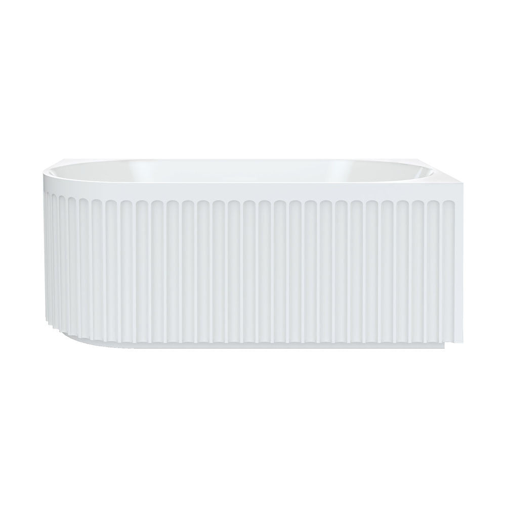 Fienza Eleanor Fluted Left-Hand 1500mm Acrylic Corner Bath Gloss White
