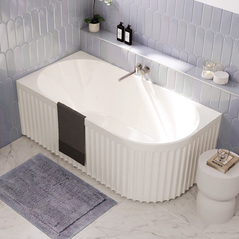 Fienza Eleanor Fluted Right-Hand 1500mm Acrylic Corner Bath Gloss White